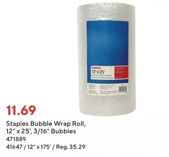Staples Staples bubble wrap roll offer