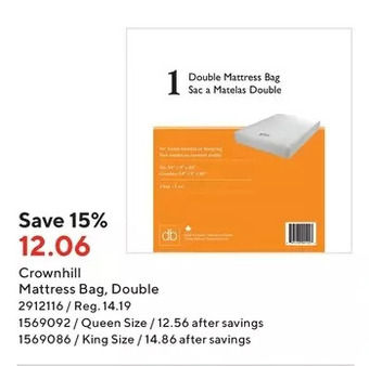 Staples Crownhill mattress bag, double offer