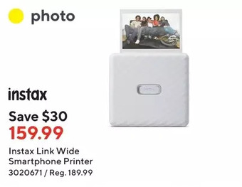 Staples Instax link wide smartphone printer offer