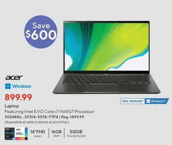 Staples Acer laptop offer