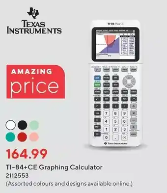 Staples Texas instruments ti-84+ce graphing calculator offer