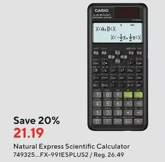 Staples Casio natural express scientific calculator offer