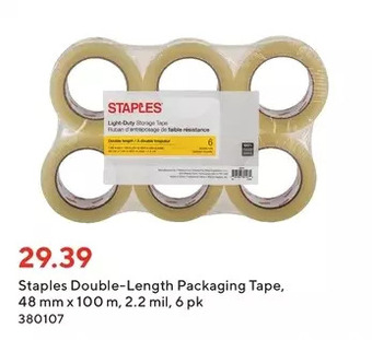 Staples Staples double-length packaging tape offer