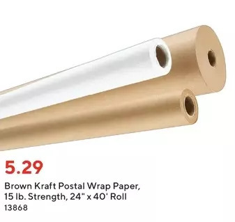 Staples Brown kraft postal wrap paper offer