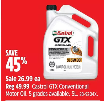 Canadian Tire Castrol gtx conventional motor oil offer