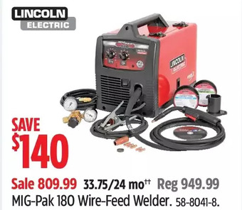 Canadian Tire Lincoln electric mig-pak 180 wire-feed welder offer