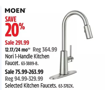 Canadian Tire Moen nori 1-handle kitchen faucet offer