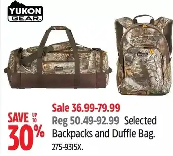 Canadian Tire Backpacks and duffle bag offer