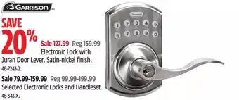 Canadian Tire Garrison electronic lock with juran door lever | electronic locks and handleset offer