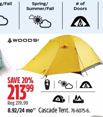 Canadian Tire Woods cascade tent offer