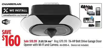 Canadian Tire 11/4-hp belt drive garage door opener with wi-fi and camera offer
