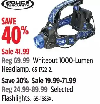 Canadian Tire Police security whiteout 1000-lumen headlamp | flashlights offer