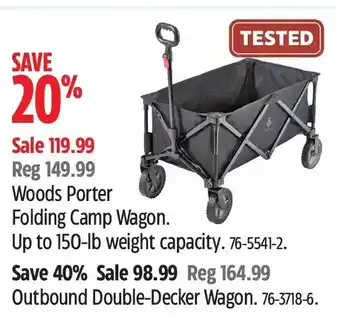 Canadian Tire Woods porter folding camp wagon. up to 150-lb weight capacity | double-decker wagon offer