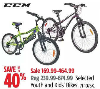 Canadian Tire Ccm youth and kids' bikes offer