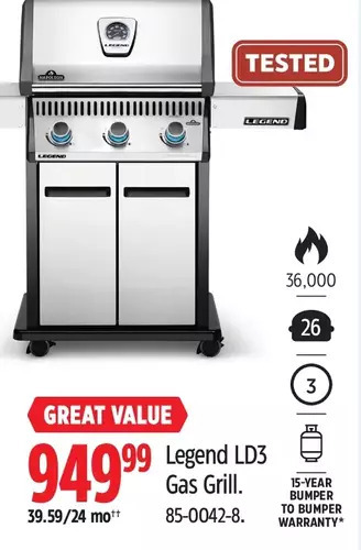 Canadian Tire Napoleon legend ld3 gas grill offer