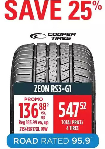 Canadian Tire Cooper tires zeon rs3-g1 tires offer