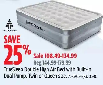 Canadian Tire Woods truesleep double high air bed with built-in dual pump offer