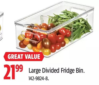 Canadian Tire Large divided fridge bin offer