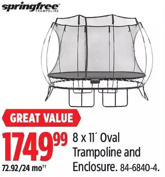 Canadian Tire 8 x 11' oval trampoline and enclosure offer