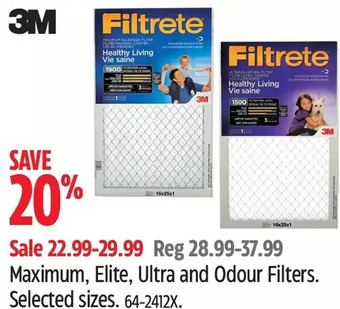 Canadian Tire 3m maximum, elite, ultra and odour filters offer