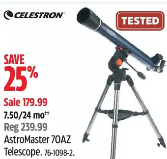 Canadian Tire Celestron astromaster 70az telescope offer