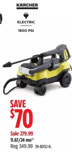 Canadian Tire Karcher 1800 psi electric pressure washer offer
