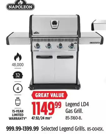 Canadian Tire Napoleon legend ld4 gas grill offer