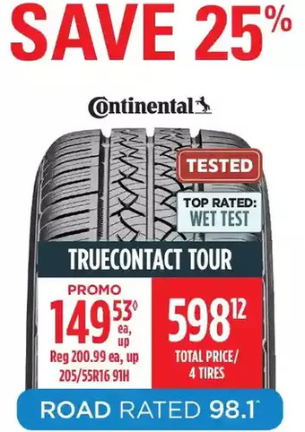 Canadian Tire Continental truecontact tour tires offer