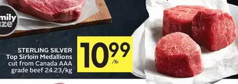 Foodland Sterling silver top sirloin medallions offer