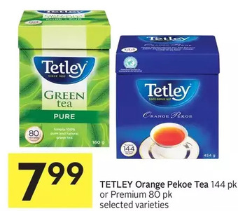 Foodland Tetley orange pekoe tea or premium tea offer
