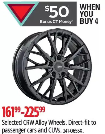 Canadian Tire Crw alloy wheels offer
