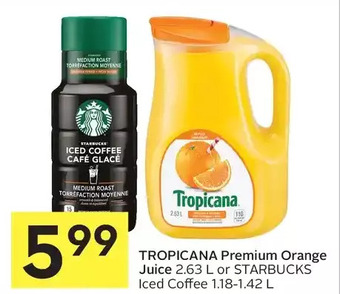 Foodland Tropicana premium orange juice or starbucks iced coffee offer