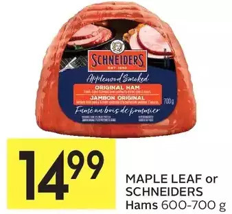 Foodland Maple leaf or schneiders hams offer