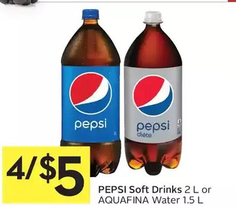 Foodland Pepsi soft drinks or aquafina water offer