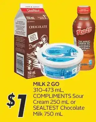 Sobeys Milk 2 go, compliments sour cream or sealtest chocolate milk offer