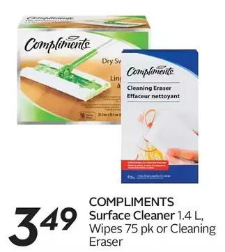 Sobeys Compliments surface cleaner, wipes or cleaning eraser offer