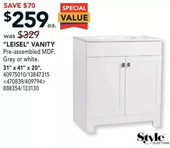 RONA "leisel" vanity offer