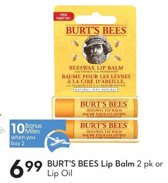 Sobeys Burt's bees lip balm or lip oil offer