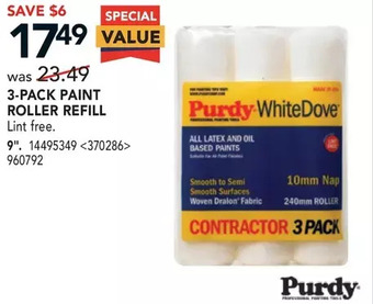 RONA Purdy 3-pack paint roller refill 9" offer