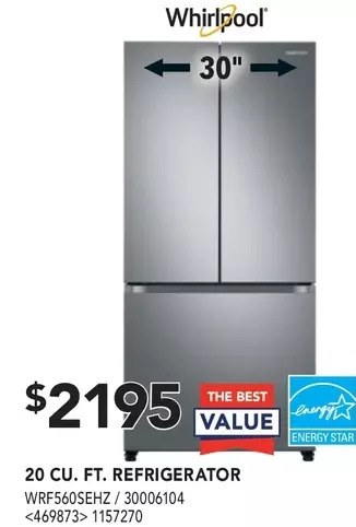 RONA Whirlpool 20 cu. ft. refrigerator offer