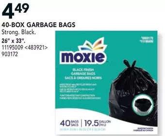 RONA Moxie garbage bags offer