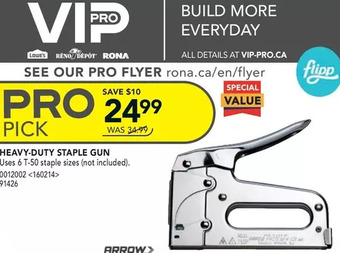 RONA Arrow heavy-duty staple gun offer
