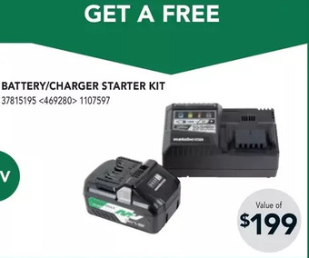 RONA Metabo hpt battery/charger starter kit offer