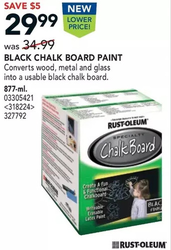 RONA Rust-oleum black chalk board paint offer