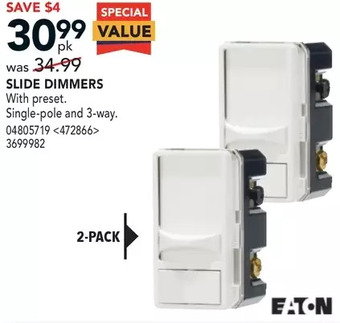 RONA Eaton slide dimmers offer