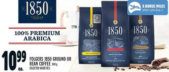 Metro Folgers 1850 ground or bean coffee offer