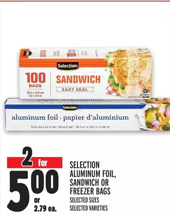 Metro Selection aluminum foil, sandwich or freezer bags offer