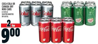 Metro Coca-cola or canada dry mini cans offer