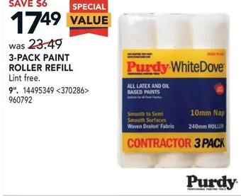 Lowe's Purdy 3-pack paint roller refill offer