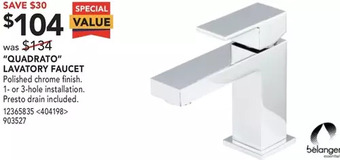 Lowe's Belanger "quadrato" lavatory faucet offer